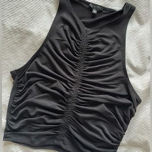 Ruched Dynamite Crop Top - size medium BLACK